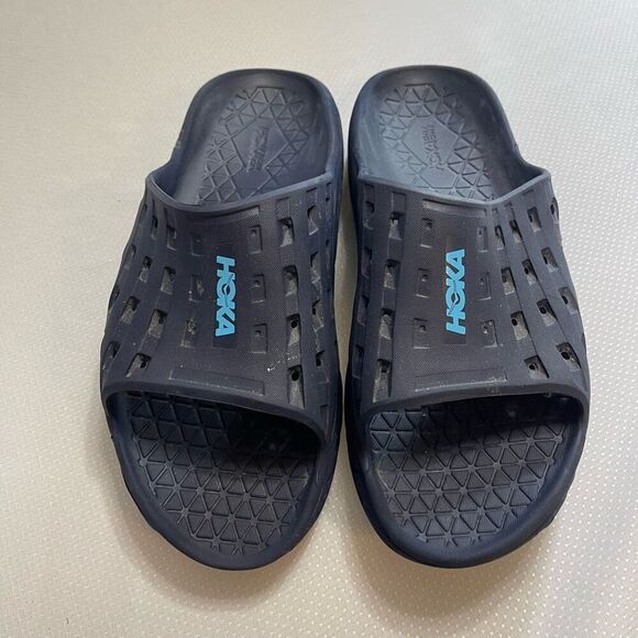 Hoka One One Ora Recovery Navy Blue Sandals Slides Size 13M - Picture 2 of 16